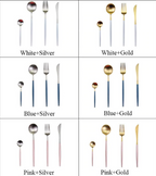 Cutlery set 24-piece gold and silver stainless steel luxury dining flatware
