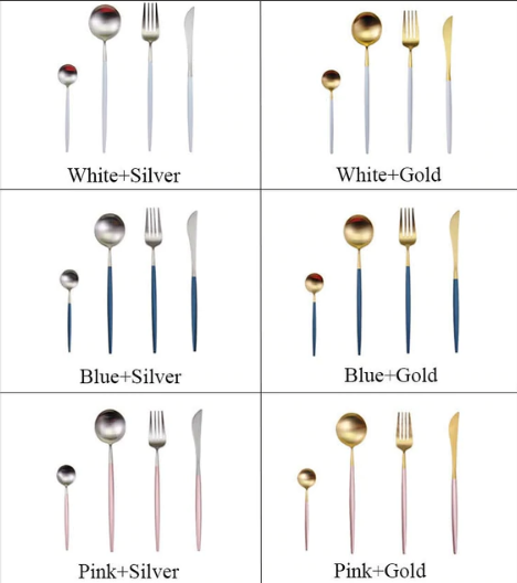Cutlery set 24-piece gold and silver stainless steel luxury dining flatware