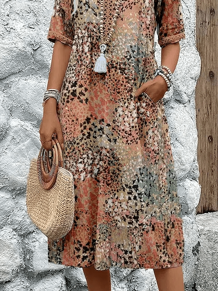 Women A-Line Dress with adjustable shoulder straps loose fit