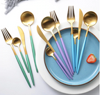 Cutlery set 24-piece gold and silver stainless steel luxury dining flatware