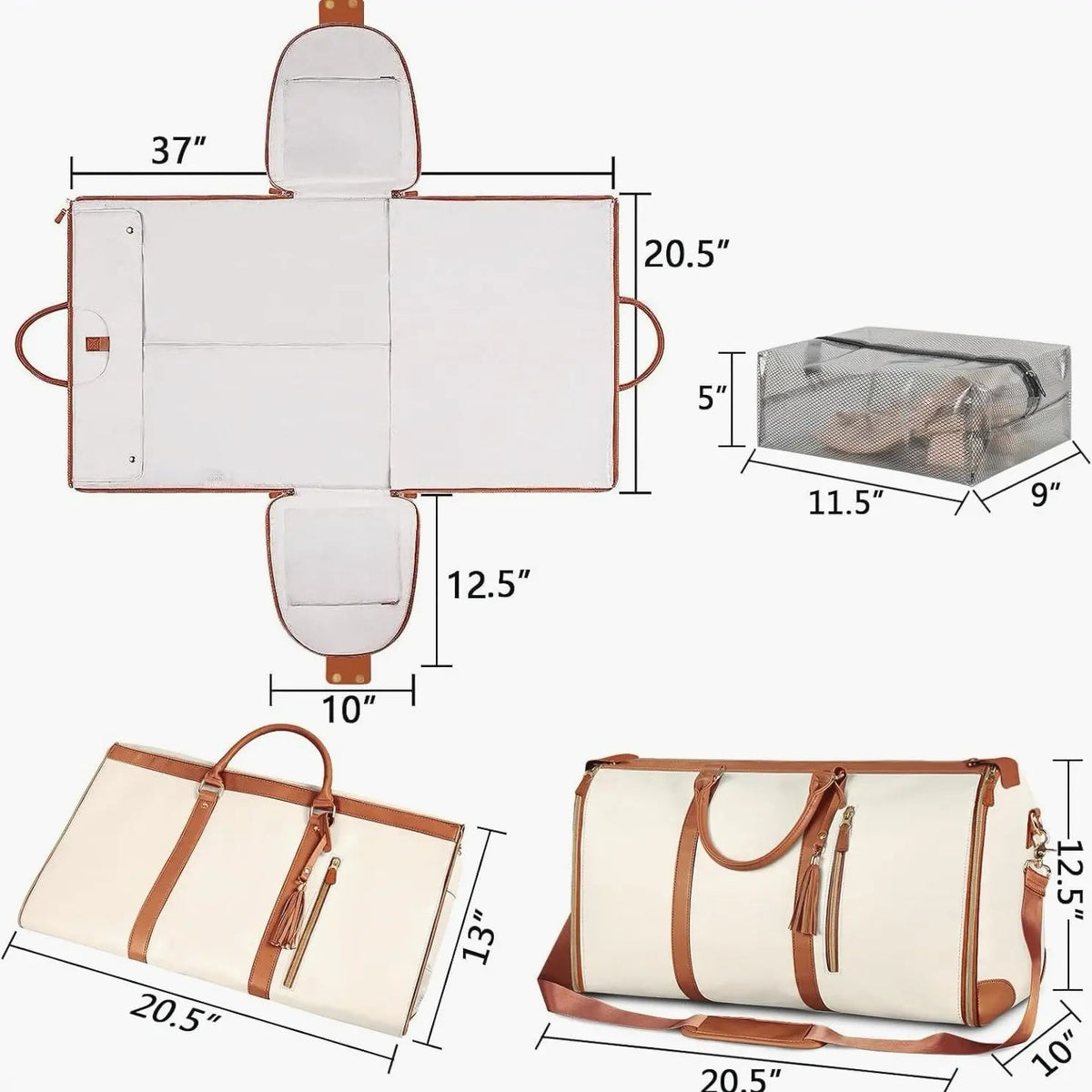 Lightweight travel bag carry on weekender with side pockets