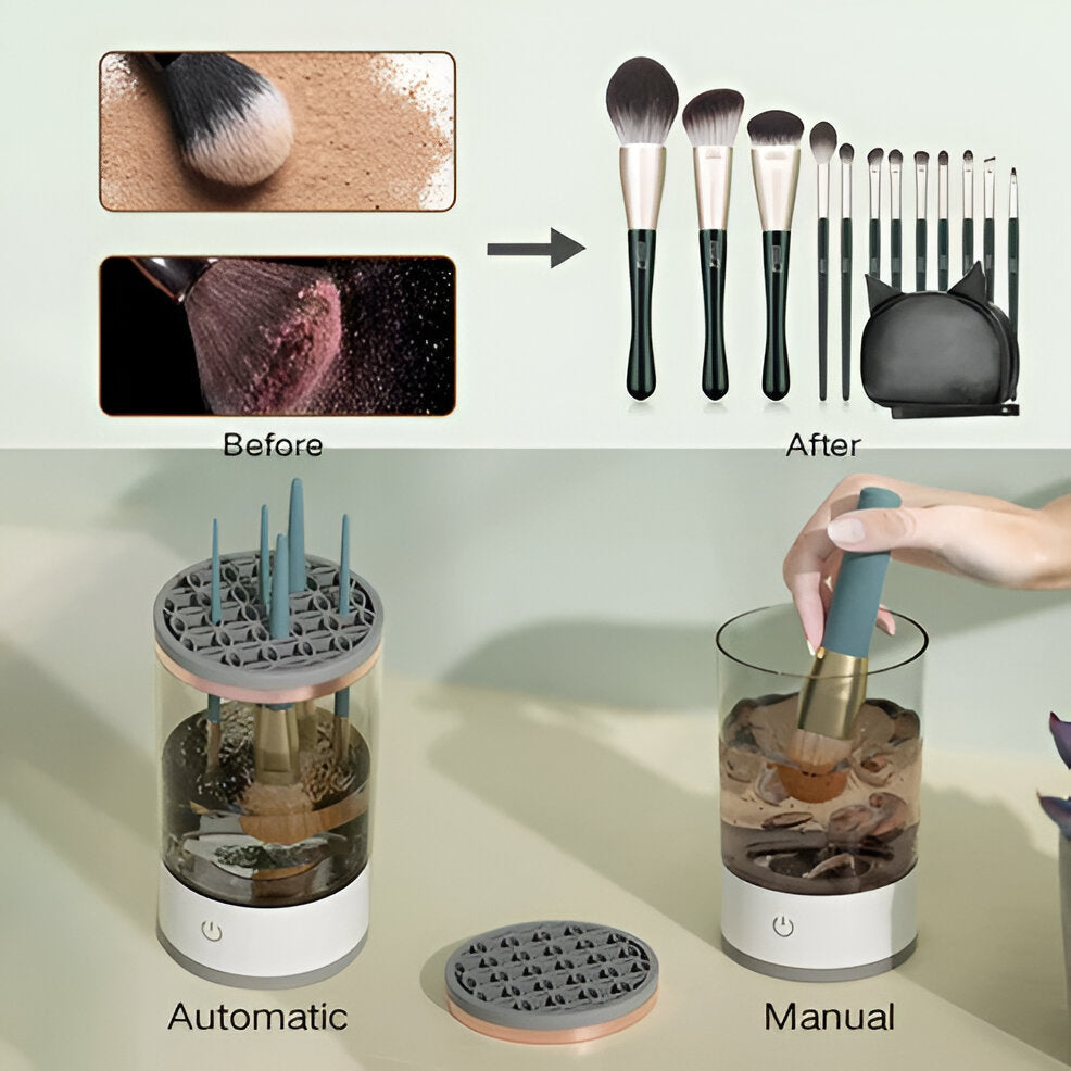 Electric makeup brush cleaner 3-in-1 with UV sterilization and USB charging
