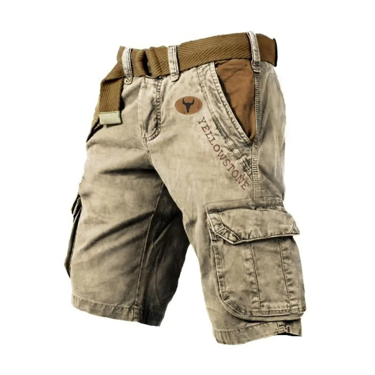 Men's cargo shorts with six pockets, stretch cotton fit, relaxed modern cut