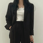Women's blazer and straight-leg trouser set, solid color co-ord set available in multiple colors