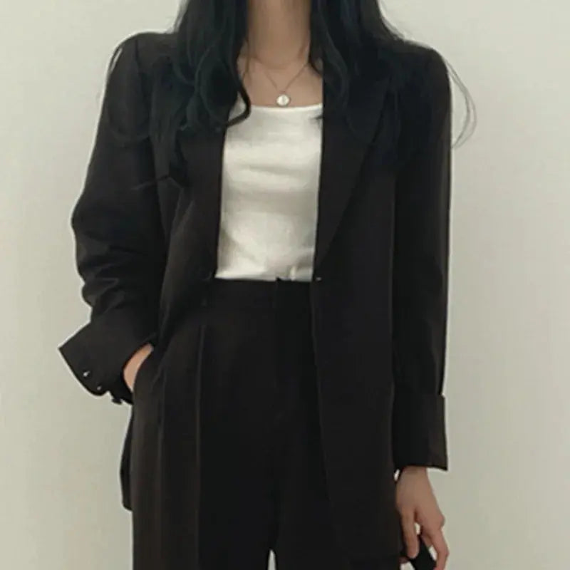 Women's blazer and straight-leg trouser set, solid color co-ord set available in multiple colors