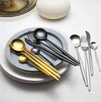 Cutlery set 24-piece gold and silver stainless steel luxury dining flatware