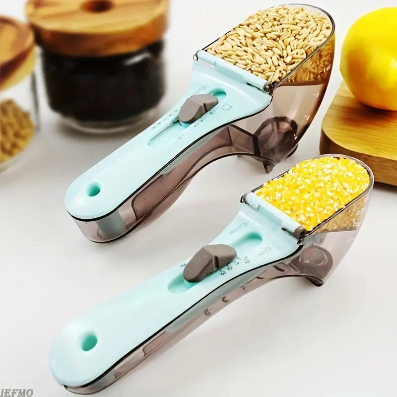 2 Piece Adjustable Measuring Cup and Measuring Spoon Set BPA-free with magnetic storage