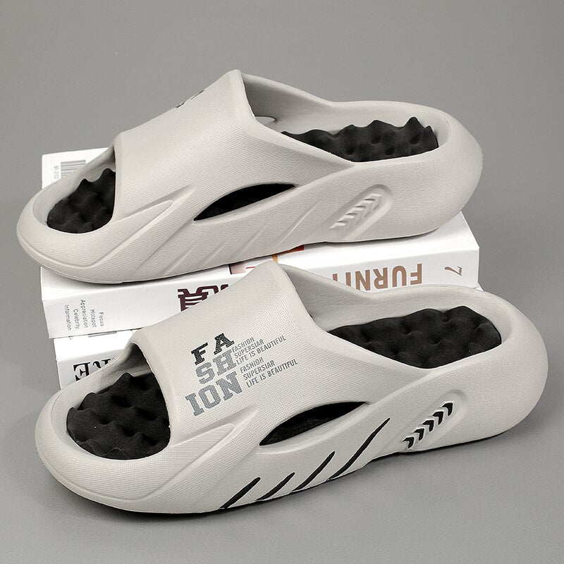 Unisex massage slippers with orthopedic arch support and non-slip cushioned sole