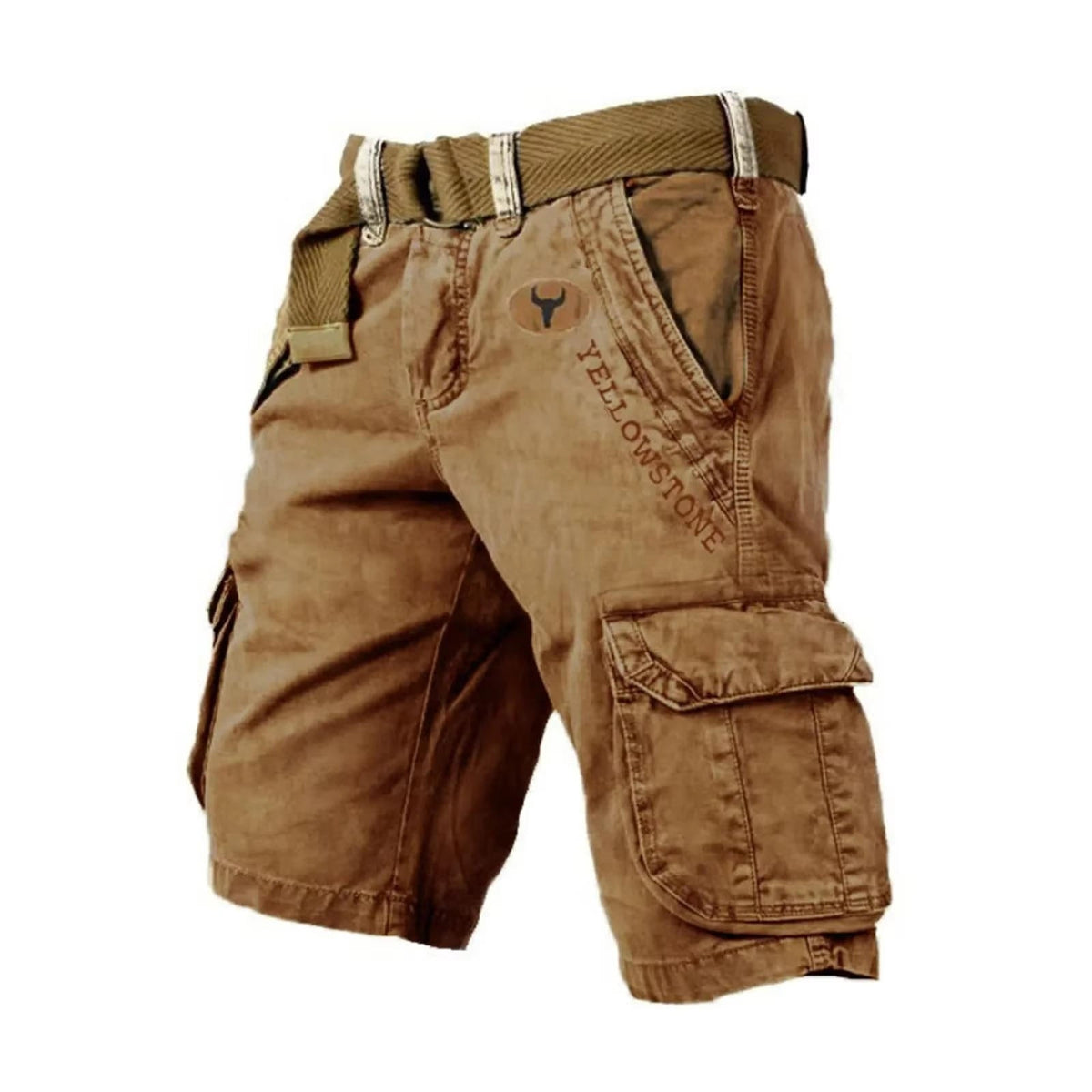 Men's cargo shorts with six pockets, stretch cotton fit, relaxed modern cut