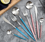 Cutlery set 24-piece gold and silver stainless steel luxury dining flatware