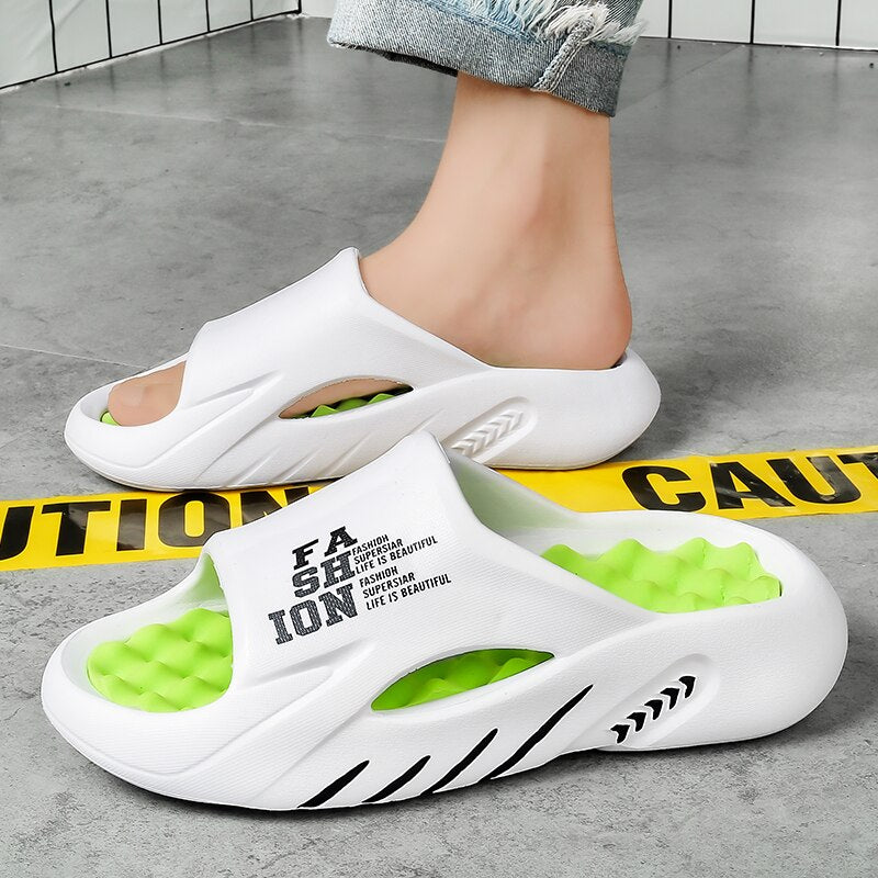 Unisex massage slippers with orthopedic arch support and non-slip cushioned sole