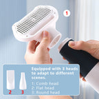 Dog hair dryer and grooming brush 3-in-1 600W grey with interchangeable comb heads