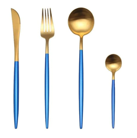 Cutlery set 24-piece gold and silver stainless steel luxury dining flatware