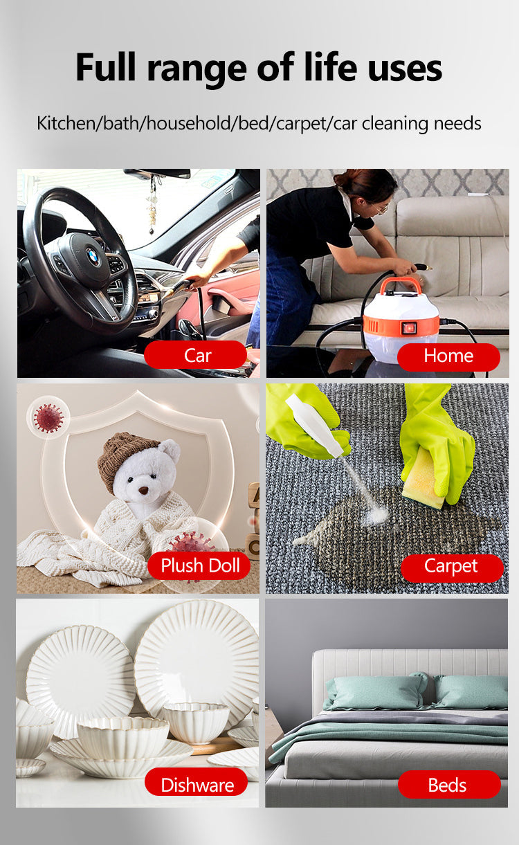 Steam cleaner 2800W high pressure for kitchen and car, chemical-free