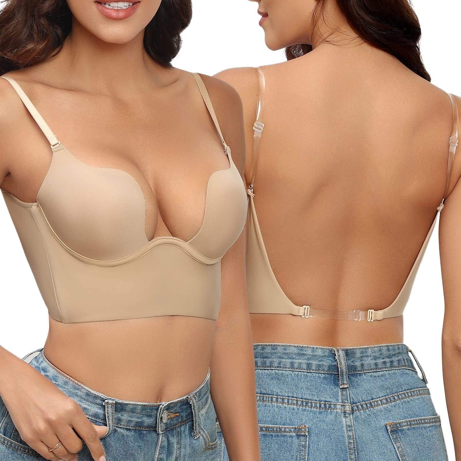 Backless bra strapless seamless invisible support for open-back dresses