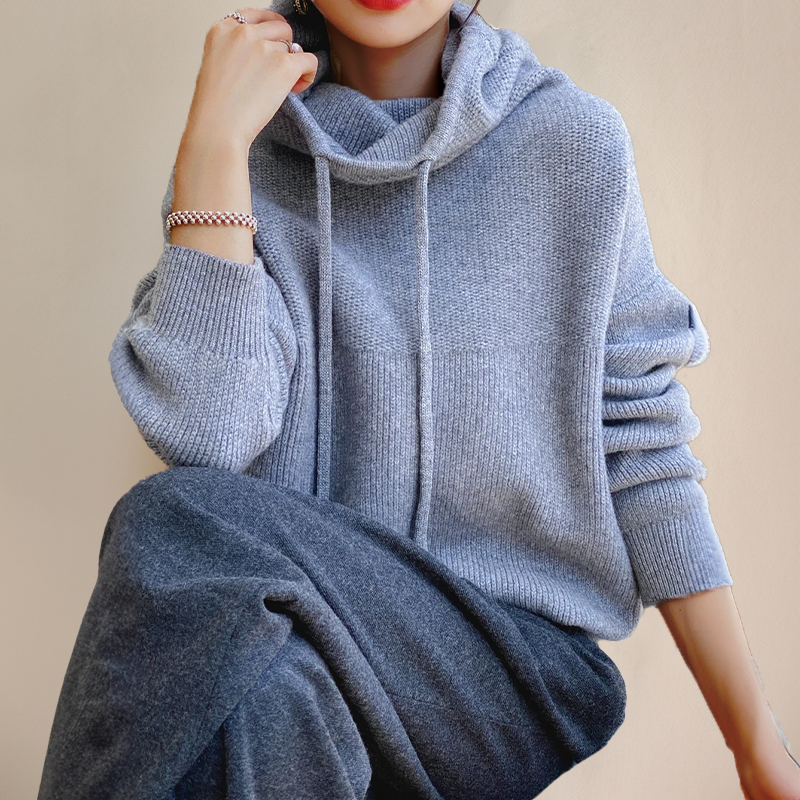 Women's knit sweater relaxed fit neutral tones, casual elegant knitwear