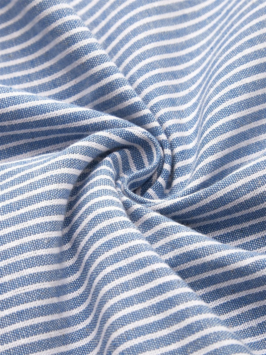 Women's striped midi dress with 3/4 sleeves, lightweight casual summer style
