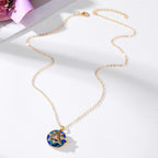 Evil eye necklace women's protection amulet silver with blue accent pendant
