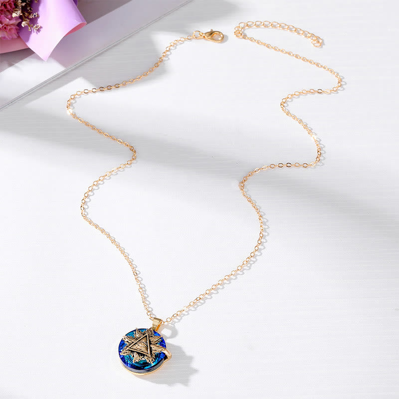 Evil eye necklace women's protection amulet silver with blue accent pendant