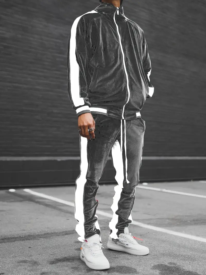 Men's Velvet Tracksuit Set | Full Zip, Soft Comfort | Six Colors