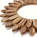 Bohemian wall mirror sunflower wooden round boho decor for bedroom or living room
