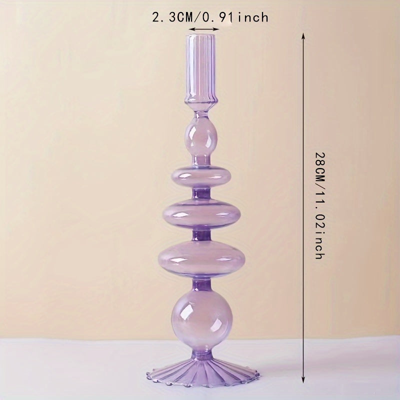 Glass candlestick set minimalist lacquered table decor for romantic dinner
