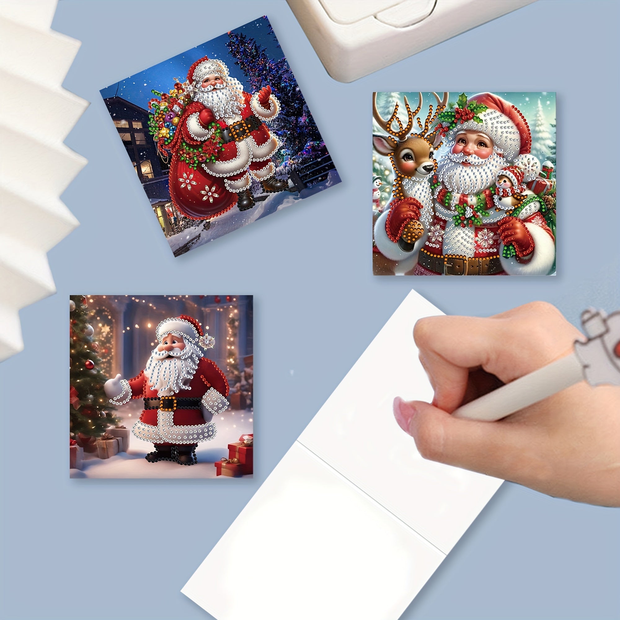 Diamond painting Christmas cards Santa Claus 12pcs colorful kit