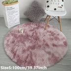 Round plush rug tie-dye soft non-slip, living room bedroom yoga mat