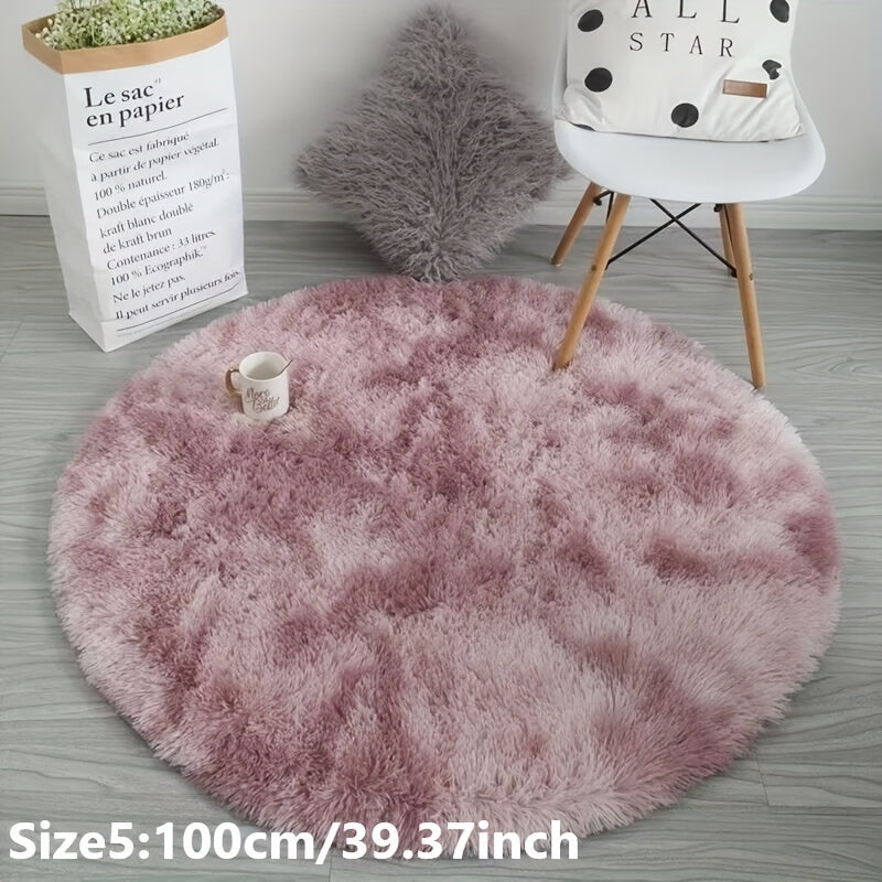 Round plush rug tie-dye soft non-slip, living room bedroom yoga mat