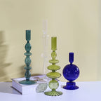 Glass candlestick set minimalist lacquered table decor for romantic dinner