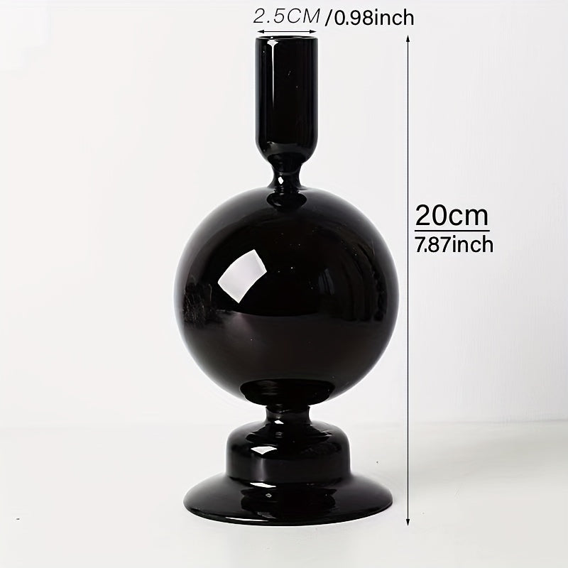 Glass candlestick set minimalist lacquered table decor for romantic dinner