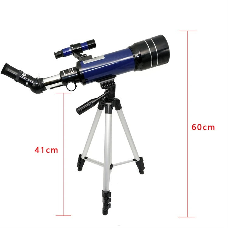 Beginner refractor telescope 70mm aperture with aluminum tripod and accessories