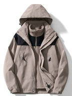 Women 3 in 1 waterproof windproof jacket with removable hood and fleece lining