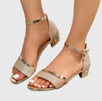 Orthopedic heeled sandals for women with adjustable strap and arch support