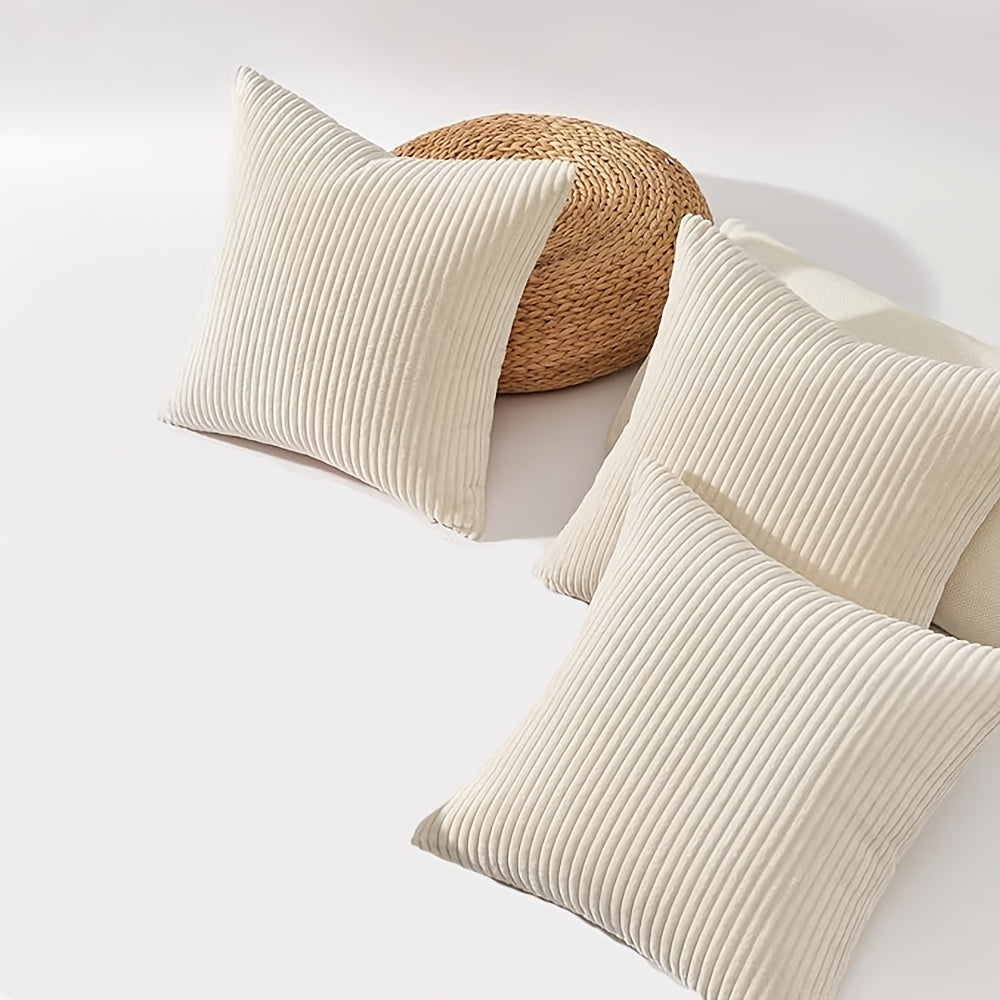 Bohemian rib stripe cushion cover soft woven polyester with zip closure