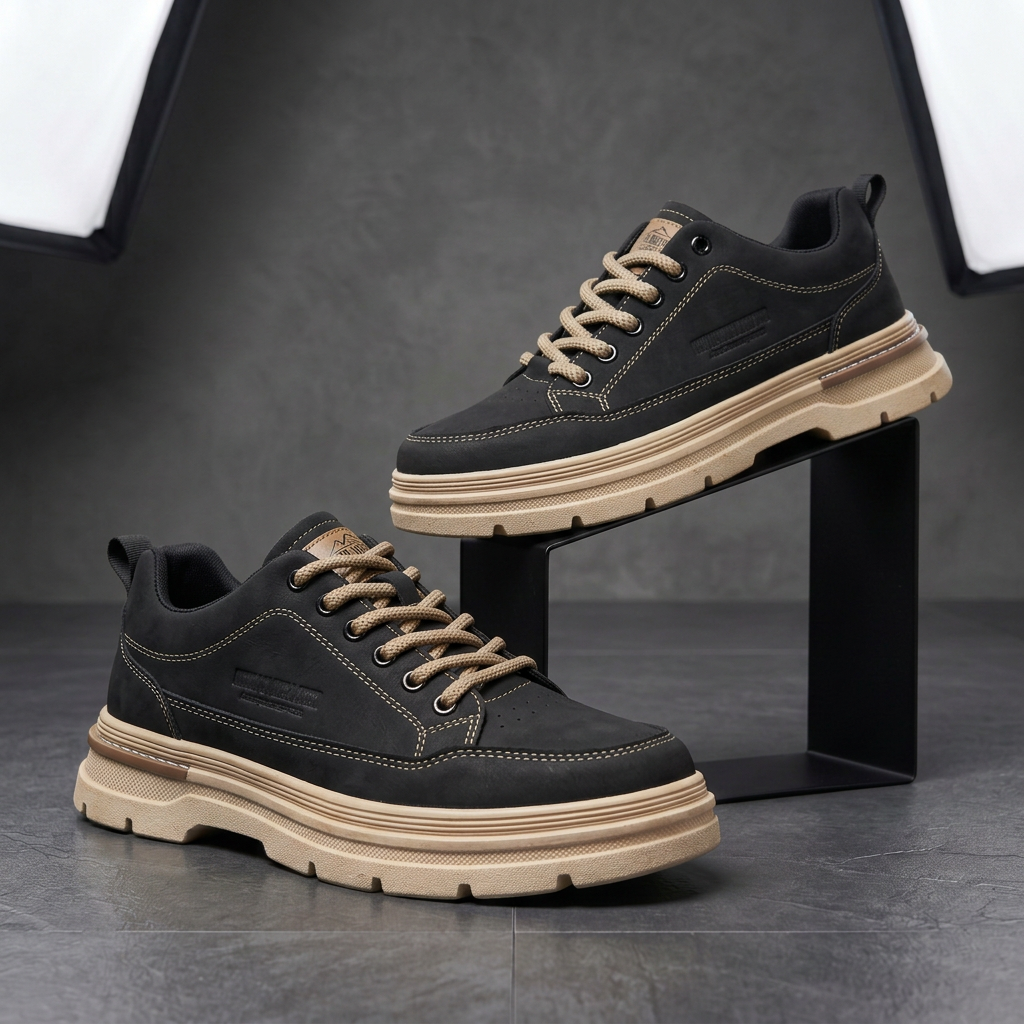 Orthopedic Shoes Men | Leather Sneakers Cushioned Lugged Sole