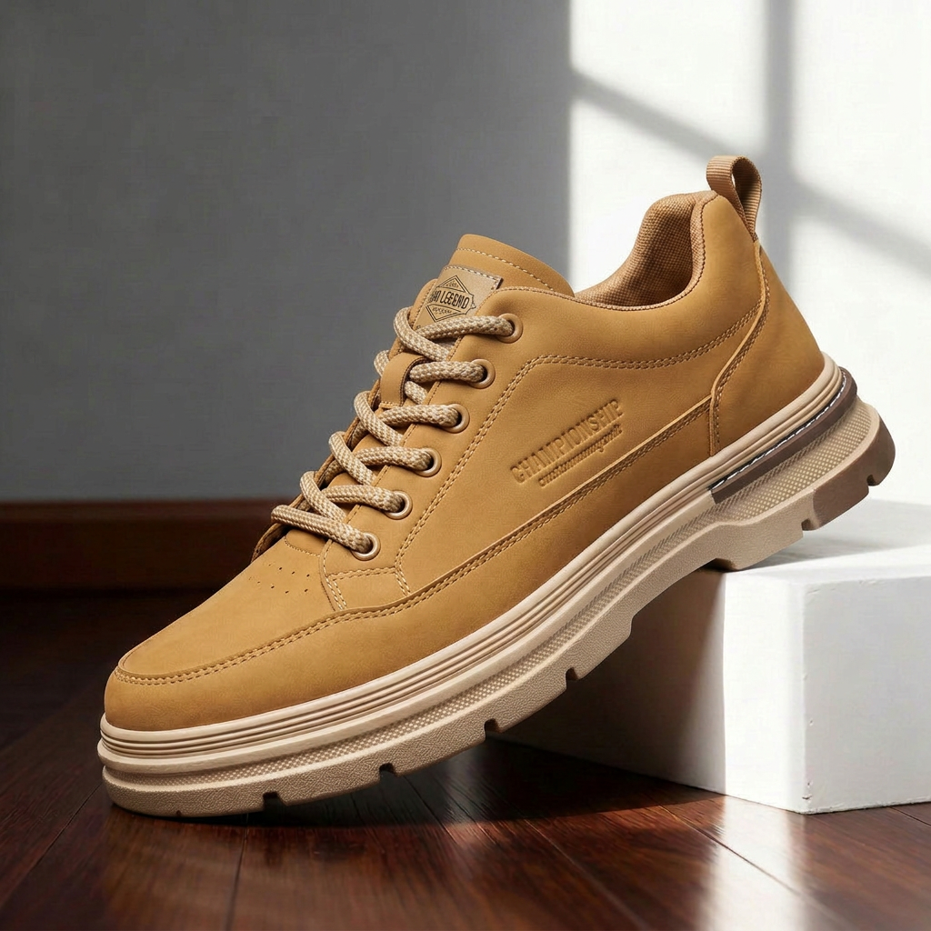 Orthopedic Shoes Men | Leather Sneakers Cushioned Lugged Sole