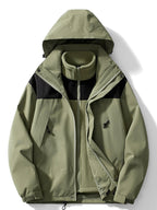 Women 3 in 1 waterproof windproof jacket with removable hood and fleece lining