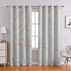 2 piece blackout curtains bronzing marble print ring top for bedroom and living room