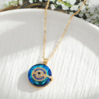 Evil eye necklace women's protection amulet silver with blue accent pendant