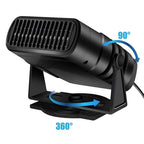 Car heater 12V portable 360° rotating defroster and fan, black