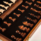 Handcrafted solid wood chess set with detailed pieces for competitive play