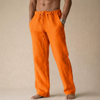 Men's linen trousers lightweight breathable tailored fit summer