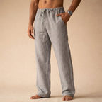 Men's linen trousers lightweight breathable tailored fit summer