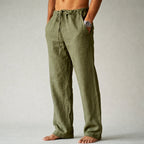 Men's linen trousers lightweight breathable tailored fit summer