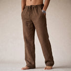Men's linen trousers lightweight breathable tailored fit summer