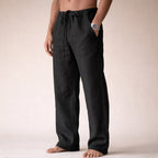 Men's linen trousers lightweight breathable tailored fit summer