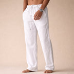 Men's linen trousers lightweight breathable tailored fit summer