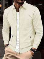 Men's zip-up cardigan with stand collar, lightweight everyday wear