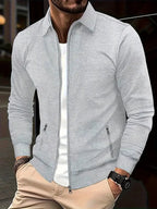 Men's zip-up cardigan with stand collar, lightweight everyday wear